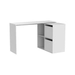 Bureau Divkovi, Bureau multifonction modulaire avec étagère, Table d'étude ou de bureau multi-positions, 152x49h74 cm, Blanc