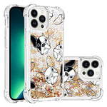 COTDINFOR Compatible avec iPhone 15 Pro Max Coque Liquide Cover Bling Paillettes Sparkle Floating Antichoc Protective Silicone TPU Étui Housse pour iPhone 15 Pro Max Case Funny Dog YB.