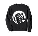 Skeleton Jack O Lantern Funny Halloween Spooky Shadow Sweatshirt