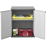 Armoire de rangement basse en resine TOOD - 1 tablette - 2 portes - Gris