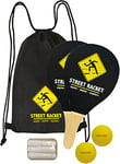 Schildkröt Funsports Street Racket Set, 2 raquettes, 2 balles en mousse, 3 craies, sac de transport, noir-jaune, 970115