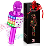 GeschenPark Cadeau Fille 4-12 Ans, Microphone Bluetooth Micro Enfant avec Lumière LED, Micro Karaoke Jouet Cadeaux de Noël pour Enfants Fille Adulte, Compatible avec Android/iOS/PC/Smartphone