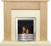 Adam New England Fireplace in Oak & Cream with Colorado Bio Ethanol Fire in B...