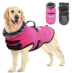 LIANZIMAU Dog Coats Waterproof Warm Coats Jackets for Dog Fleece Coat Waterproof Reflective Dog Hiking Coat with Harness Hole Windproof Adjustable Dog Clothes for Small Medium Large Pet