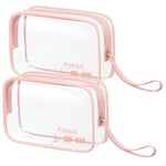 Aucuu 2PCS Trousse de Toilette Transparente, Kit de Voyage pour l’Avion, PVC Étanche Trousse de Maquillage Voyage, Sac de Rangment pour Voyage Avion Transparente Sac Cosmétiques pour Homme et Femme