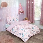 Dreamscene - Housse de Couette en Polycoton - pour lit Junior/Berceau - Bleu pâle, Lilas, Arc-en-Ciel, Bleu