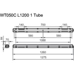 Ledinaire Industriarmatur WT050C for 1 x LED-rør 1200 mm