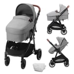 VEVOR Poussette pour bébé nouveau-né avec couffin pliable réversible gris foncé