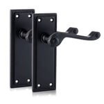 XFORT Matt Black Hanoverian Lever Latch Handles, Georgian Style (1 Pair)