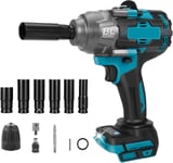 1000N.M Clé A Choc Sans Fi Pour Makita18V,1/2 Pouce 2600Rpm 2900Ipm Visseuse Électrique À Chocs Avec Lumière Led(Batterie Et Chargeur Non Inclus)