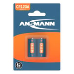 ANSMANN Piles lithium CR123A 3V (lot de 2) – Piles 3V adaptées aux caméras, lampes de poche, systèmes d’alarmes, etc. – Piles jetables résistantes et à hautes performances.