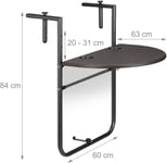 Table De Balcon Pliante Pliable 3 Niveaux Réglable Marron Helloshop26 13_0002691_2