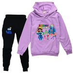 Pojkar Flickor Rainbow Friends Roblox Hoodies Träningsoveraller Toppar+ Byxor purple 160cm