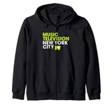 MTV Music Television New York City Neon Letters & Logo Zip Hoodie