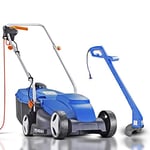 Hyundai HYM3200E + HYTR250E 32cm Electric Lawnmower & Electric Strimmer, Blue