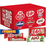 Nestlé The Big Chocolate Box, 30 x Chocolate Bars – KitKat, KitKat Chunky, Yorkie, Aero, Munchies – Chocolate Sharing Gift, 1.3kg