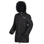 Regatta Parka Lifestyle Junior BLUEBELLE déperlante et Isolante Thermo-Guard avec Capuche bordée de Fausse Fourrure Veste Enfant Black FR : XXS (Taille Fabricant : 104)