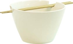 Jade Temple Bol à soupe en céramique style asiatique avec baguettes 100% bambou, idéal pour les plats à soupe et à pâtes, (1 bol avec 1 paire de baguettes)