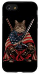 iPhone SE (2020) / 7 / 8 Cat Samurai American Flag Samurai Cat Art Patriotic Cat Case