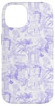 iPhone 14 Lilac, Light Purple Preppy Italian Vacation Toile Case