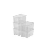 Keter Set of 5 Plastic Storage Boxes with Lid T Box XS Transparent Ideal for Clothes, Shoes and Storage, Suitable for Cabinets and Garages, 14 L, 38 x 26 x 19H cm