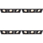 4 PACK Triple Recessed Boxed Downlight - 3 x 50W GU10 Reflector - Matt Black