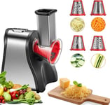 FOHERE 4 en 1 Râpe a Légumes Électrique, Découpe légumes électrique 200W Râpe Carottes Electrique pour Fromage, Carottes, Pommes de Terre, Concombres, Argent