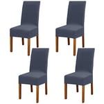 Leeyunbee 4 Pièces Housse de Chaise Moderne élastique, Amovible Lavable Extensible Housses de Chaise de Salle à Manger, Couverture de Chaise pour Décor Salle à Manger, Hôtel et Mariage (Bleu Gris)