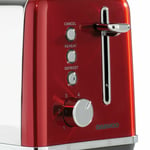 Daewoo Kensington Toaster 2 Slice Defrost Reheat Stainless Steel Red 810W