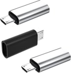 Lot de 3 adaptateurs Lightning femelle vers micro USB mâle - Synchronisation des données - Compatible avec Samsung Galaxy S7 S6 Edge Nexus 5 LG pour iPhone 13 Pro 7 8 Plus X iPad - Câble de.[G2079]