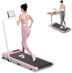 Tapis de Course Électrique Pliant 2 en 1,Walking Pad 1-8 km/h, 2.5HP -Tapis Roulant électrique Extra Large 40cm- Télécommande et Écran LCD-Cadre Renforcé 130KG Max-pour Bureau à Domicile (Rose)