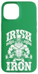 Coque pour iPhone 15 Irlandais Iron Funny St Patrick Day Leprechaun Gym Fitness