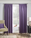 Enhanced Living Textured Woven Thermal Pencil Pleat Tape Top Blockout Pair Curtains (Grape Purple, 90" x 90" (228 x 228cm))