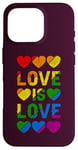 iPhone 16 Pro Heart, Rainbow colors, Love is Love, LGBT pride Case