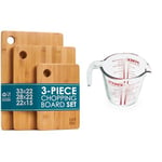 Premium Extra-Thick Wooden Chopping Boards - 3 Piece Bamboo Chopping Board Set & Pyrex Measuring Jug 500ml | Capacity 568ml / 20 Ounce | P586, Multicolor
