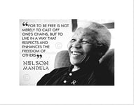 Wee Blue Coo For To Be Free Mandela Nelson BW Motivation Typography Quote Art Wall Art Print