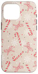 Coque pour iPhone 16 Pro Max Coquette de Noël en forme de canne à sucre d'orge beige neutre