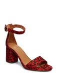 Billi Bi Sandals 8123 Sandal Med Klack Röd [Color: RED LEOPARDO LIPS SUEDE 548 ][Sex: Women ][Sizes: 36 ]