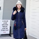 Down jacket winter Big Winter Coat Thickened Parka Women Stitching Slim Long Winter Coat Down Cotton Ladies Down Parka Down Jacket Women Xxl Darkblue