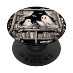 PopSocket PopGrip:Spooky Ghosts Reading Books Library Bookworm Retro Bookish Swappable PopGrip