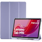 ProCase Coque Étui pour Lenovo Tab M11 2024 11" Pouces avec Porte-Stylo,Housse de Protection Antichute en Cuir PU Ultra Léger et Classique,Arrière Translucide Réveil/Sommeil Automatique-Violet Clair