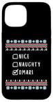 iPhone 15 Nice, Naughty, Omari Christmas Ugly Sweater Style Case