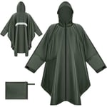 BTNEEU Poncho Pluie Imperméable Femme Cape de Pluie avec Capuche Zip Poncho Léger Réutilisable Manteau de Pluie Poncho Anti Pluie Veste de Pluie Homme pour Randonnée, Camping, Voyage, Cyclisme (Vert)