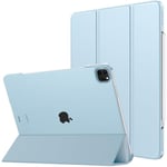 MoKo Coque pour iPad Air 13 Pouces 2024 / iPad Pro 12,9 (6e/5e Gén 2022/2021), Étui Intelligent Dos Translucide Givré en PC Dur, Support Touch ID et Apple Pencil Pro/2e/USB-C, Bleu Ciel