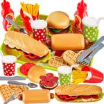 Dinette Enfant Hamburger Jouet Aliment Cuisine Avec Plateau Frites Hot Dogs, Jeu