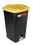 Tayg - Poubelle de 60 litres avec pédale, base noire et couvercle jaune, plastique