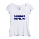 T-Shirt Femme Col Echancré Dunder Mifflin Geek Serie Tv Film Humour