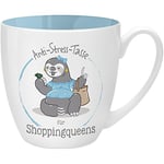 GRUSS & CO 45521 Mug Anti-Stress pour Reines du Shopping, 45 cl, Faite à Base de Porcelaine New Bone China, idéale comme Cadeau, Bleu, 9,5 cm