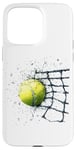 Coque pour iPhone 15 Pro Max Balle de tennis dans le filet pour les joueurs de tennis