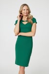 Izabel London Womens Green Cut Out Detail Knee Length Bodycon Dress - Size 16 UK